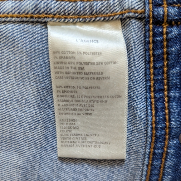 L'Agence Celine denim jacket - distressed - slim fit - size xs - Picture 7 of 9